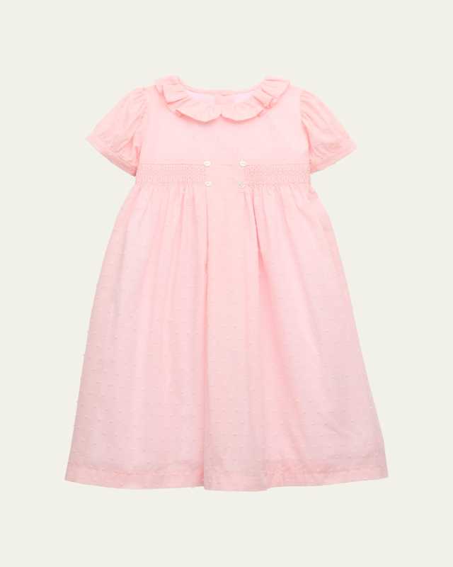 Girl's Smocked Swiss Dot Dress, Size 12M-8